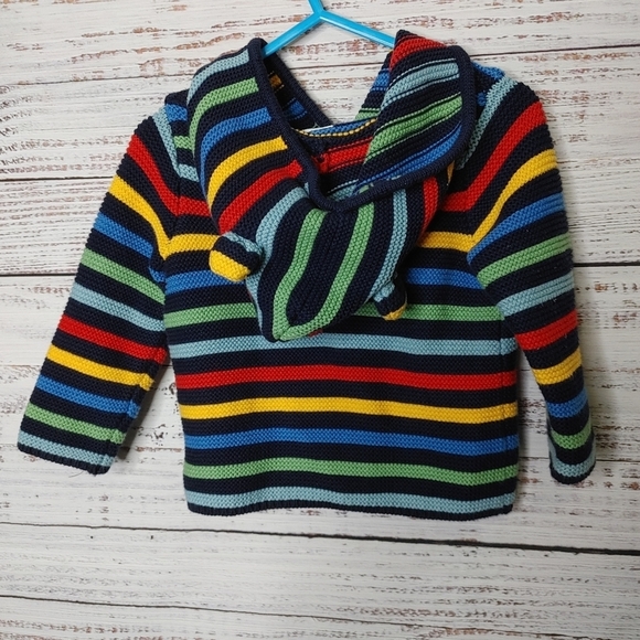 BABY Gap striped knit hooded cardigan size 6-12M - Picture 3 of 6